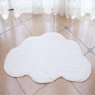 Hava Kolari Wolke Kinderteppich 100% Baumwolle Bodenmatte in Grau weiß Rosa für Kinderzimmer in 100x65 cm Wolkenform (Weiß)
