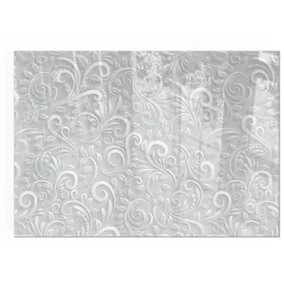 Tulup Glasplatte für Kamin Elegantes Pflanzenmuster 100 x 70 x 0,4 cm Grau