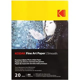 Kodak Fine Art Paper - Mattes Fotopapier, 20 Blatt, 230 g/m2, Format A4 (21x29,7 cm), Tintenstrahldruck, Glatte Oberfläche, Ideal, um Ihre Erinnerungen festzuhalten