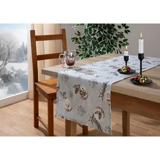 HOME WOHNIDEEN Tischläufer HOME WOHNIDEEN "FELIZ NAVIDAD", grau, B:140cm L:40cm, Baumwolle, Polyester, Tischdecken, Tischläufer, SET, Dekostoff bedruckt
