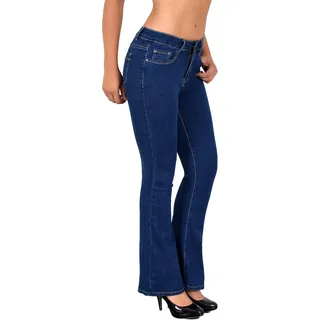 ESRA Bootcut Jeans Damen Bootcut Jeanshose Bootcut Hose Hüftjeans Schlaghose Damen Jeans Damen Low Waist Wide Leg Jeans Damen Weite Jeans Hose Damen Schlagjeans bis Übergröße B500 - 42