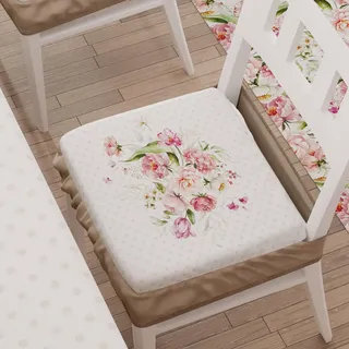 PETTI Artigiani Italiani – 6er-Set Stuhlkissen für Küchenstühle mit Gummizug, Mikrofaserbezüge, Stuhlkissen mit Gummiband, Design Punkte Taupe, 100% hergestellt in Italien