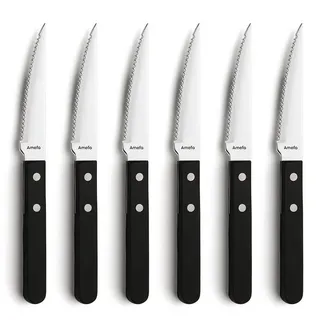 Amefa Steakmesser PIZZA (6 Stück), spülmaschinenfest, optimale Schärfe schwarz