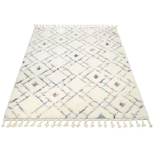 GALLERY M branded by Musterring Hochflor-Teppich "BOHO", beige (creme, blau), B:80cm H:12mm L:150cm, Polyester, Polypropylen (PP), GALLERY M BRANDED BY MUSTERRING, Teppiche