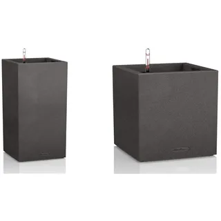 Lechuza Komplett-Set für Garten, Schwarz, 40 x 40 x 76 cm, 13622 & Canto Stone Low 30, graphitschwarz, Hochwertiger Kunststoff, Inkl. Bewässerungssystem, Herausnehmbarer Pflanzeinsatz, 13702