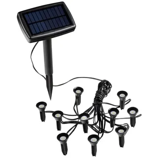 Spetebo Solarleuchte schwarz 10er Set Mini Gartenstrahler warm weiß