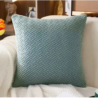 MINGPINHUIUS Kissenüberzug, 1 Stück, 45 x 45 cm, einfarbig, weicher Stretch-Kissenbezug, quadratisch, für Couch, Sofa, Heimdekoration, grünes Webmuster