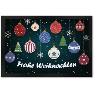 trendaffe - Frohe Weihnachten Fußmatte XXL mit Christbaumkugeln Motiv