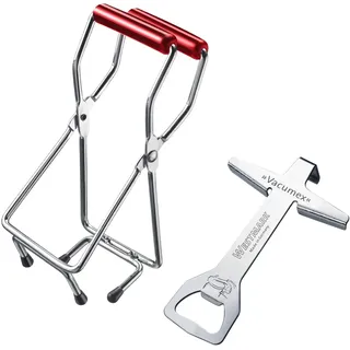 Westmark Set, 2tlg.: 1 Schraubdeckelöffner + 1 Glasheber, Hochwertiger Kunststoff/Stahl, Vacumex, Silber/Rot, 105322E6