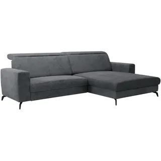 Cantus Ecksofa, Grau, Metall, 4-Sitzer, Ottomane rechts, L-Form, 290x178 cm, Liegefunktion, Rücken echt, Wohnzimmer, Sofas & Couches, Wohnlandschaften, Ecksofas