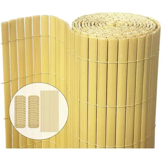 VOUNOT pvc Sichtschutzmatte 90x300 cm, Sichtschutz für Balkon Terrasse, Bambus