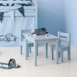 Kindersitzgruppe HOPPEKIDS "MADS Kindersitzgruppe", blau, FSC-zertifiziertes Kiefernholz und MDF. Lack auf Wasserbasis ohne schädliche Substanzen und unnötige Chemie., Sitzmöbel-Sets, in vielen Farben, mit einem Stuhl