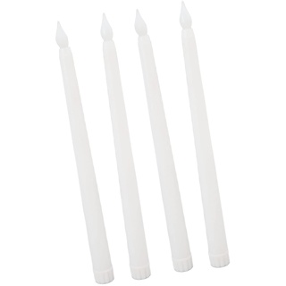 Akozon 4 Stück LED, Sicher, Umweltfreundlich, Warmes Licht, Elektrische Stabkerze, Weiße Kerzen, Rauchfrei, Flammenlos (WHITE)