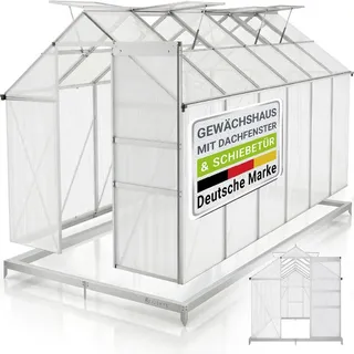 Juskys Gewächshaus Aluminium Silber HKP 4 mm 7,2 m2