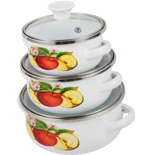 Hoement 3er Set Retro Emaille Suppentopf Suppentopf Deckel Kochtopf Für Home Restaurant Hotel Camping