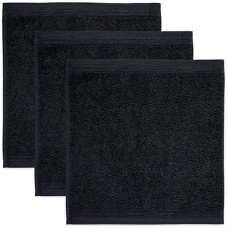 Möve Superwuschel Seiftuch 30 x 30 cm aus 100% Baumwolle, Black 3er Set