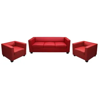 MCW Wohnlandschaft Lille-3-1-1-L, Set, Bequeme Sitzpolsterung, bestehend aus einem 3er Sofa und 2x Sessel, Kunststofffüße rot