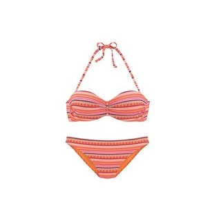 LASCANA Bügel-Bandeau-Bikini Damen orange-gestreift Gr.44 Cup D