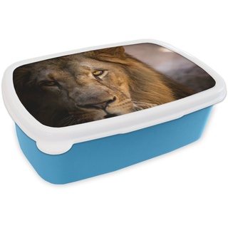 MuchoWow Lunchbox Löwen - Profil - Farben, Kunststoff, (2-tlg), Brotdose für kindergarten, Vesperbox, Snackbox, Brotbox, Jungen blau
