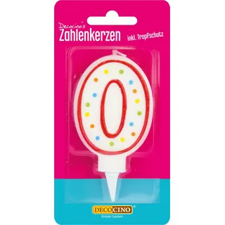 DECOCINO Zahlenkerzen Zahl „0“ – Torten-Kerzen Happy-Birthday-Deko, Gerbutstags-Kerzen, Geburtstags-Deko für Geburtstags-Torte & Geburtstags-Kuchen, 7cm