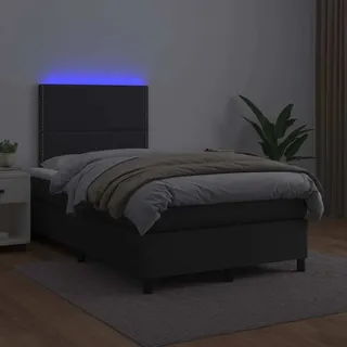 The Living Store Boxspringbett mit Matratze & LED Schwarz 120x200 cm Kunstleder - Schwarz