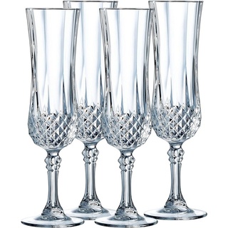 Luminarc Sektglas Trinkglas Longchamp Eclat, Glas, Gläser Set, sehr hochwertiges Kristallinglas weiß