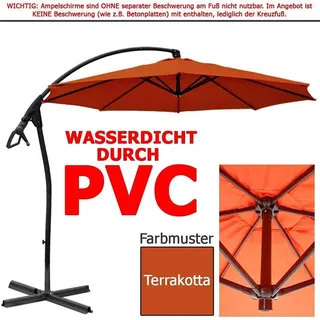 habeig Ampelschirm WASSERDICHT Ampelschirm 3m Marktschirm PVC Schirm 300cm Sonnenschirm, 100% Wasserdicht orange