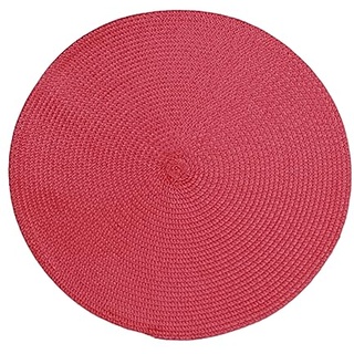 Hava Kolari 4er Set Platzsets Rund Tischsets Abwaschbar rutschfest Hitzebeständig Platzdeckchen Gewebt 38cm Platzsets für Küche, Party, Hochzeit (Rot)