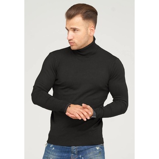 Rollkragenpullover BEHYPE "TIBERIUS" Gr. S, schwarz Herren Pullover Rollkragenpullover im modischen Slim Fit-Schnitt
