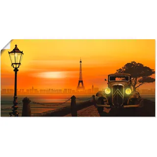 Wandbild »Paris Nostalgie«, Auto, (1 St.), als Leinwandbild, Poster in verschied. Größen, 54011918-0 orange B/H: 100 cm x 50 cm