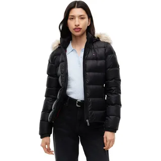 Tommy Jeans Damen Pufferjacke Basic Hooded Down Jacket mit Kapuze, Schwarz (Black), 4XL - 4XL Große Größen