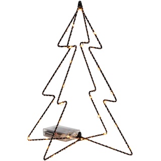 Weihnachts Deko Tanne Tischleuchte 38 LED - 30 cm - Metall Tannenbaum Weihnachtsbaum Fensterdeko Tischlampe schwarz