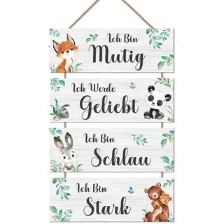 KAIRNE Tier Bilder für Babyzimmer,Wanddeko Kindzimmer Mädchen Jungen,Tier Schild mit Spruch,Inspirierende Zitate Kinder Wandbild mit Spruch,Waldtiere Safari Tiere Poster für Babyzimmer Deko