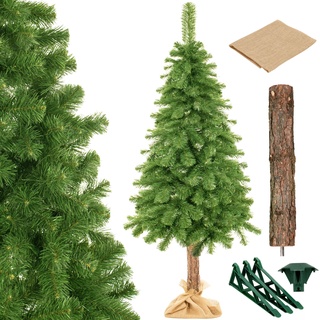 SPRINGOS Künstlicher Weihnachtsbaum Kiefer Naturstamm Jutesack 220 cm