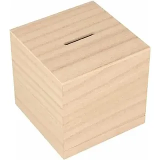 Spardose, quadratisch, Holz, 8,7 x 8,7 cm