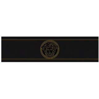 Profhome Exklusive Luxus Tapete Ornament glänzend 0,13 m x 5,00 m 0,65 m2 Schwarz/Gold 935224-GU