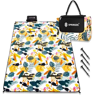 SPRINGOS Picknickdecke 150 x 200 cm Sitzunterlage Sitzmatte Gartendecke Alufolie Bodenanker