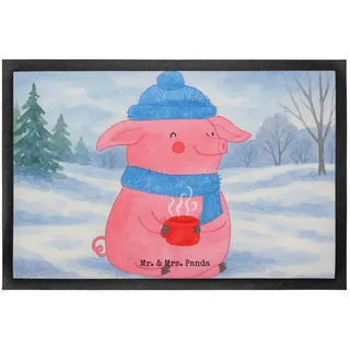 Mr. & Mrs. Panda Fußmatte Schweinchen Glühwein Design, fußmatte 60 x 90 cm, Weiß, Spruch, Fußab, rechteckig, Höhe: 60 mm, Schuhabstreifer Fußabtreter fußmatte weiß Ø 90 cm x 90 cm x 60 cm x 60 mm