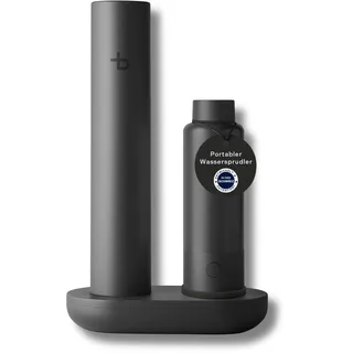 bottleplus Portabler Wassersprudler To Go | Auffüllstation + 600ml Edelstahlflasche | bis 6L Sprudelwasser unterwegs | BPA-frei | kompatibel mit Standard 60L CO2-Zylinder