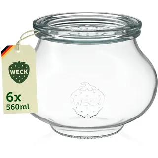 Weck Gläser 500ml – 6er Set mit Deckeln – Schmuckform – robuste, stapelbare Vorratsgläser & Einweckgläser - Glasbehälter ideal für Meal Prep und Dekoration – Made in Germany