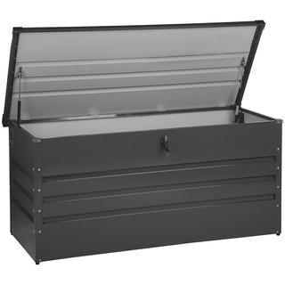Große Metall-Gartentruhe 400 l graphitgrau Kissenbox Auflagenbox für die Terrasse wasserdicht Aufbewahrungsbox Gartenbox Cebrosa