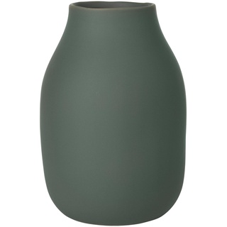 blomus -COLORA- Vase L aus Steingut, Agave Green, hergestellt in hochwertiger Handarbeit, elegante dekorative Tischvase, flächenschonende Dekoration (H / B / T: 20 x 14 x 14 cm, Agave Green, 65704)