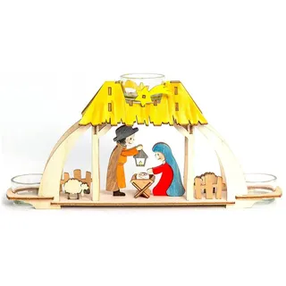 Hobaku HOLZ - BASTELN - KUHNERT Schwibbogen Bastelset Teelichtbogen Krippe 13 cm