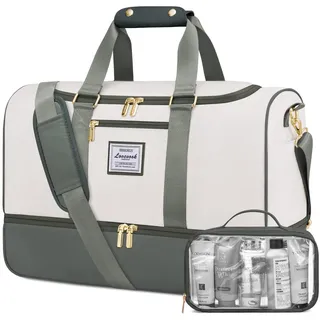 LOVEVOOK Reisetasche Sporttasche Damen, 37L Weekender Travel Bags Gym Bag mit Kulturtasche, Schuhfach & Nassfach, Wasserdicht Schwimmtasche Saunatasche, Handgepäck Tasche für Sport Reise Camping