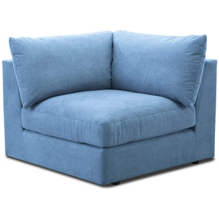 CAVADORE Sofa-Modul "Fiona" Spitzecke / Ecke für Wohnlandschaft oder XXL-Sessel / 107 x 90 x 107 / Webstoff hellblau