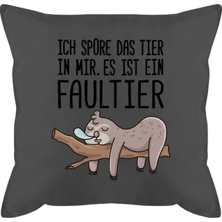 Shirtracer Kissen 50x50 - Statement mit Sprüchen - Das Tier in Mir Faultier - 50 x 50 cm - Grau - Polster sprüche Spruch Bild männerkissen chill und fuellung spruechen motivkissen Chiller sofakissen