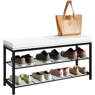 VCM Schuhregal Maße ca. H. 48 x B. 90 x T. 30 cm Sitzbank im Industrie Style Design Schuhbank - Taliro