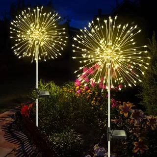 Liyade Solarleuchte wetterfest 120 LED 2er Set Warmweiß