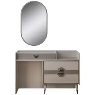 JVmoebel Schminktisch Moderne Schminkkonsole mit Spiegel in eleganten Grautönen (2-St., 1x Schminktisch + 1x Spiegel), Made in Europa beige|braun