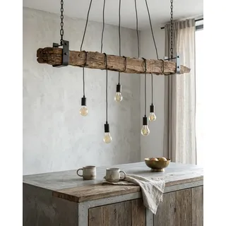 Deckenlampe Altholz Balken 167 cm 5 Seile E27 Esstisch Hängelampe Massivholz